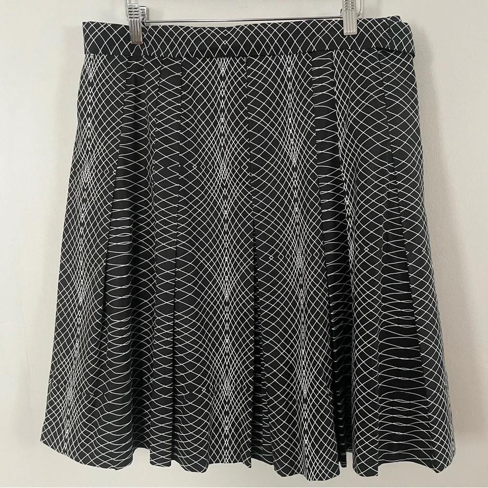 Ellen Tracy Black & White Cotton Full Skirt Sz 12